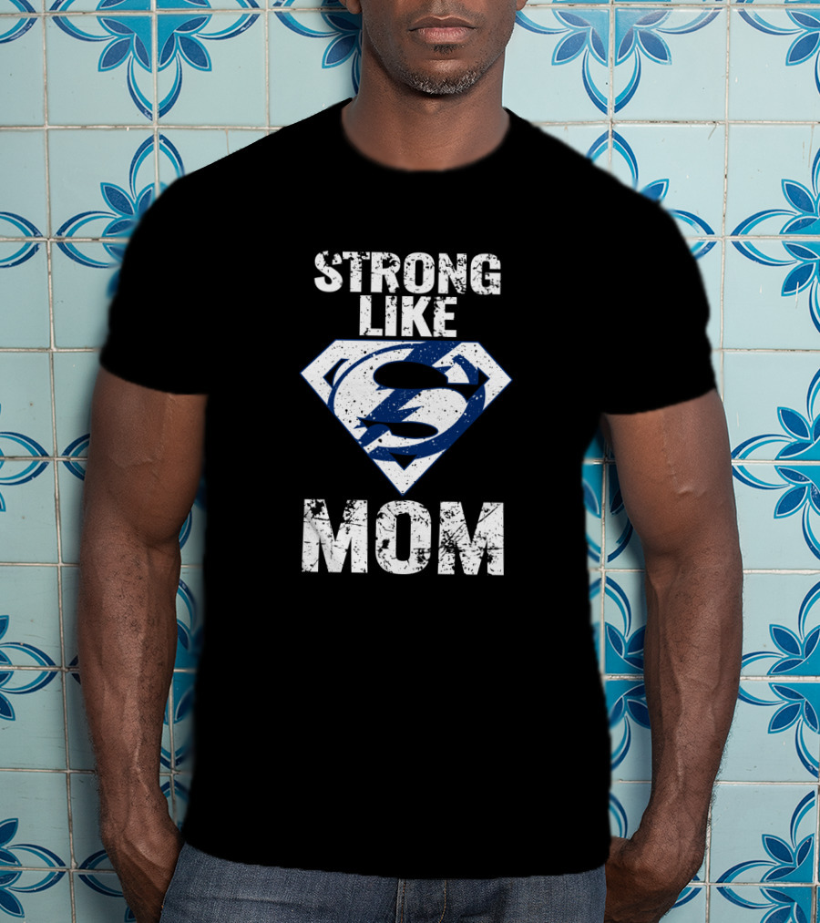Strong Like Mom Tampa Bay Lightning Superhero T-Shirt