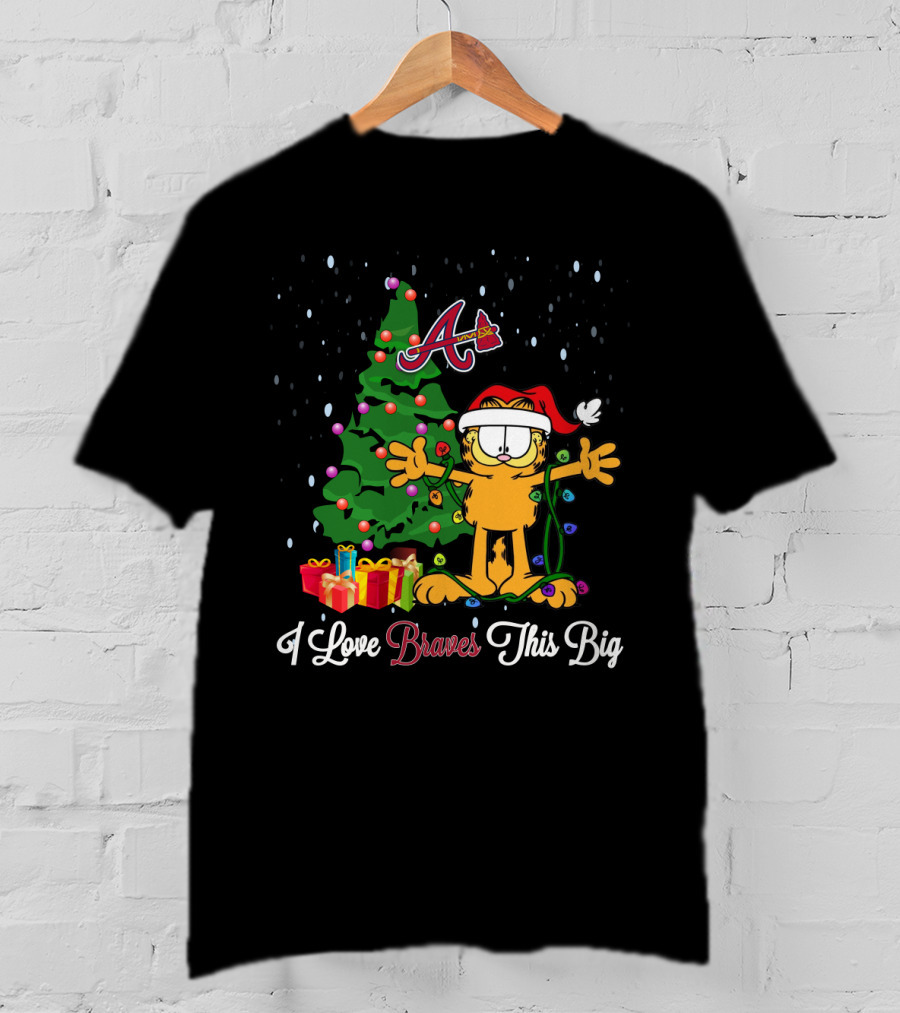 I Love Atlanta Braves This Big Christmas Garfield Santa Hat Tree Gifts T-Shirt