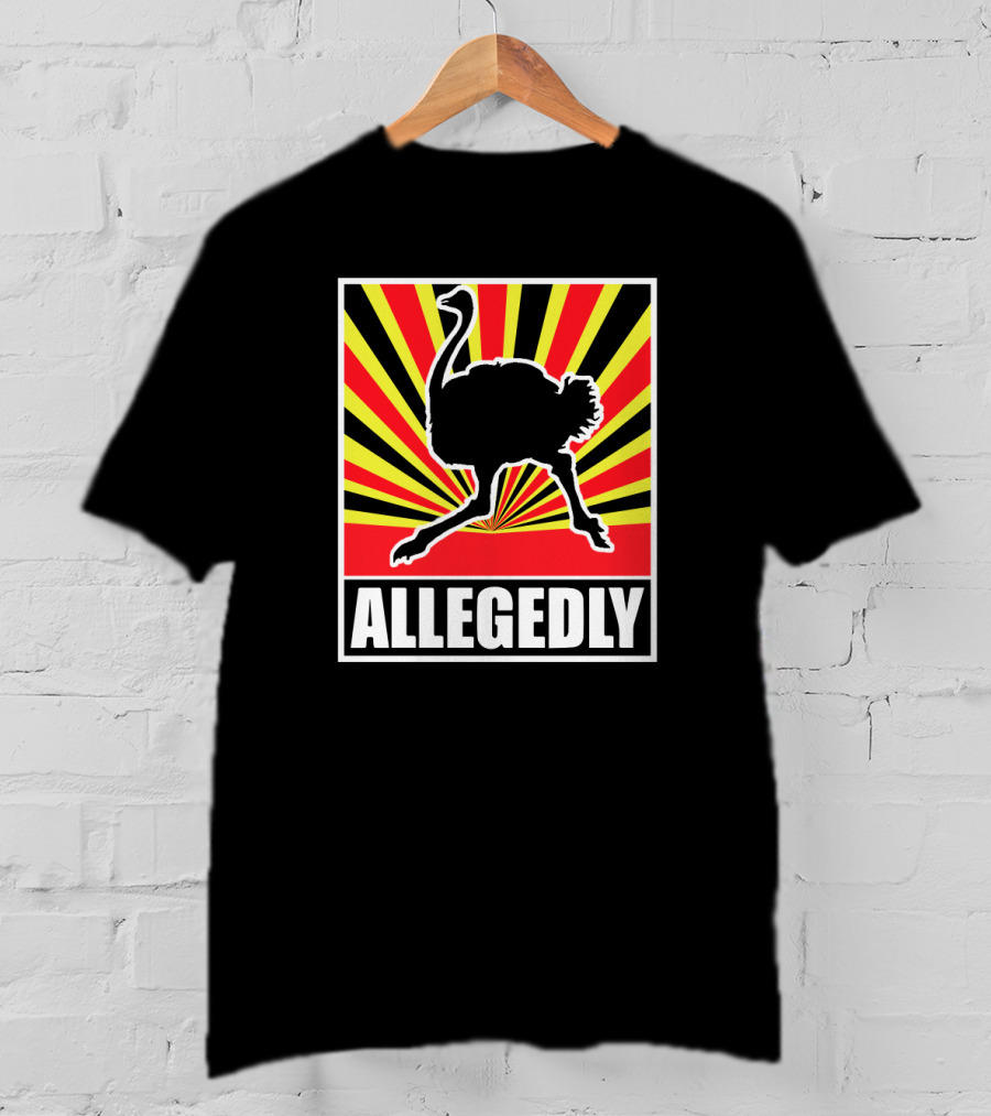 Allegedly Ostrich Silhouette On Bold Radiant Stripes T-Shirt