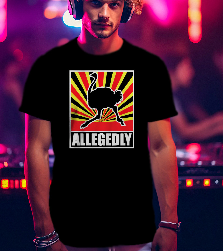 Allegedly Ostrich Silhouette On Bold Radiant Stripes T-Shirt