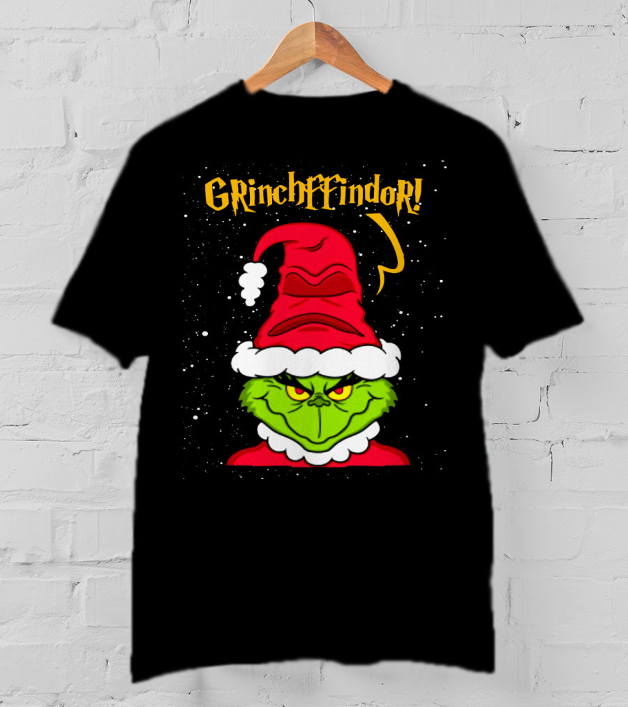 Grinche FFindor Grinch Santa Hat Snowflakes Christmas T-Shirt