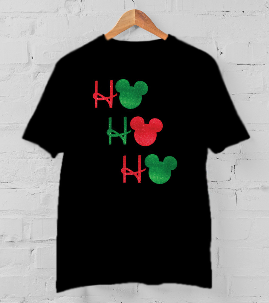 Ho Ho Ho Disney Mickey Mouse Ears Christmas Colors T-Shirt