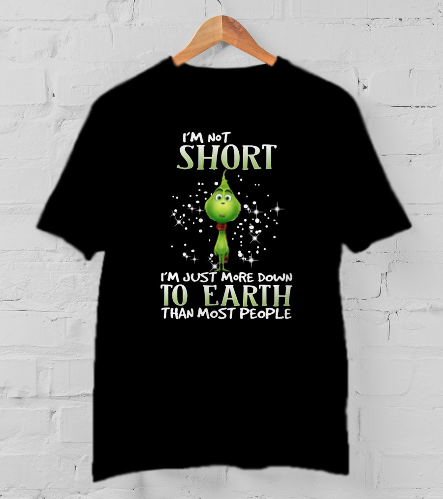 I'm Not Short I'm Just More Down To Earth Than Most People Green Character With Sparkles T-Shirt