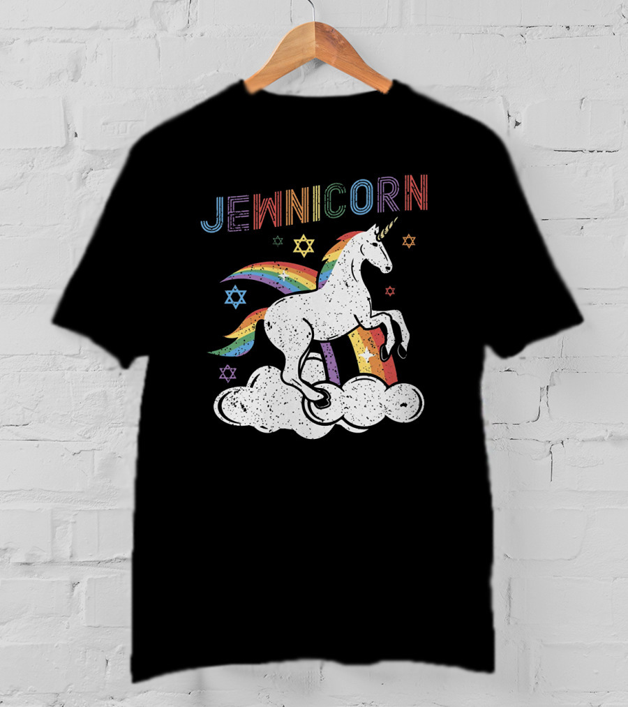 Jewnicorn Rainbow Star Of David Hanukkah Unicorn T-Shirt