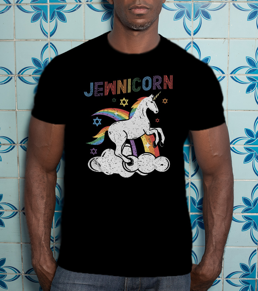 Jewnicorn Rainbow Star Of David Hanukkah Unicorn T-Shirt