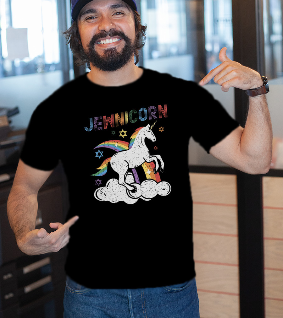 Jewnicorn Rainbow Star Of David Hanukkah Unicorn T-Shirt