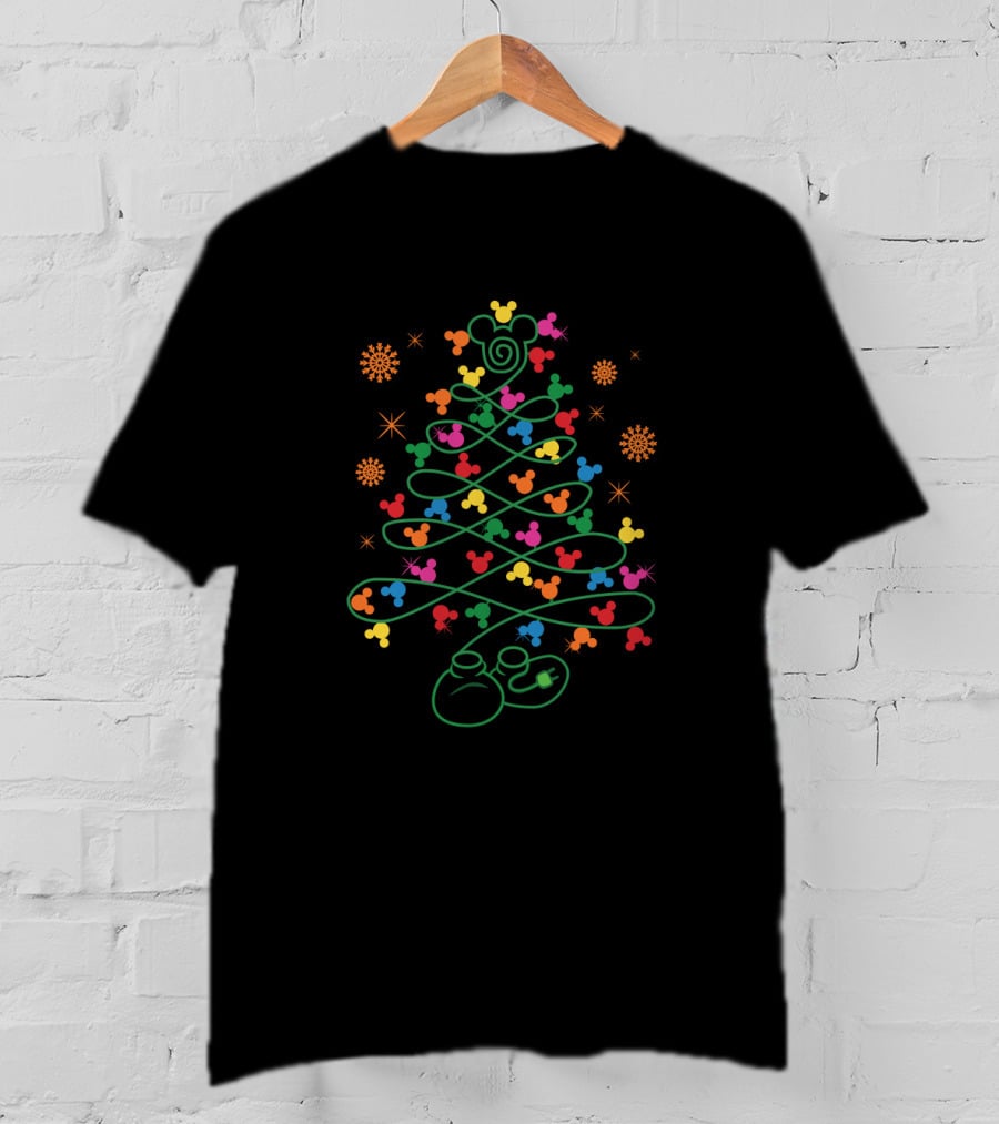 Mickey Mouse Holiday Tree With Colorful Lights T-Shirt