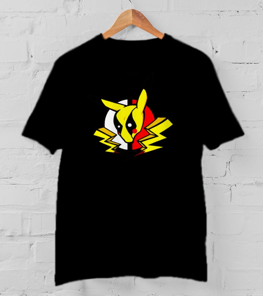 Pikachu Deadpool Crossover Icon On Black T-Shirt