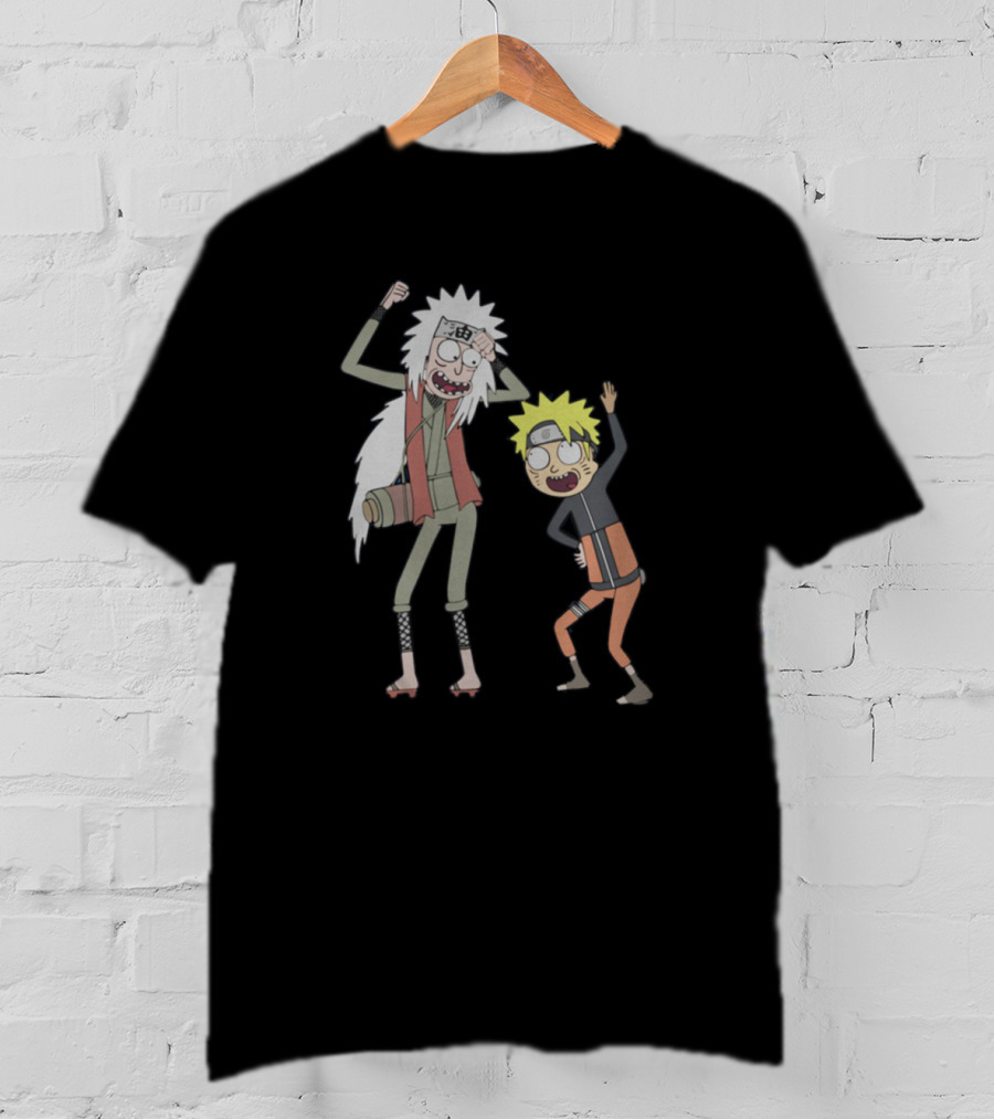 Rick And Morty Naruto And Jiraiya Crossover Cartoon Characters T-Shirt