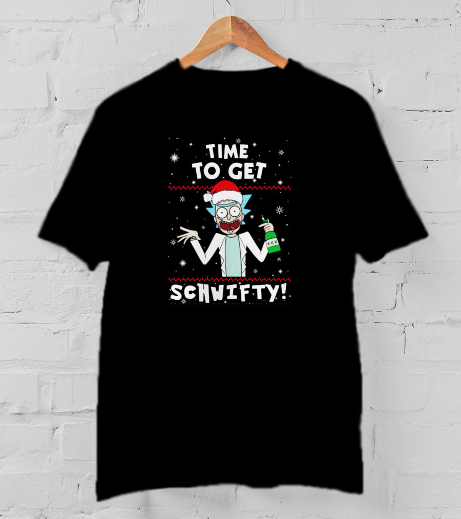 Rick And Morty Time To Get Schwifty Christmas Holiday Party Santa Hat T-Shirt
