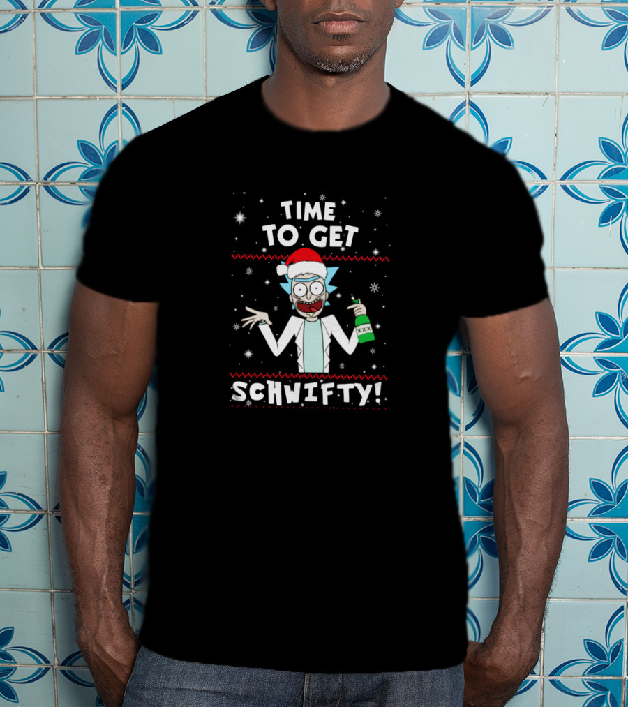 Rick And Morty Time To Get Schwifty Christmas Holiday Party Santa Hat T-Shirt
