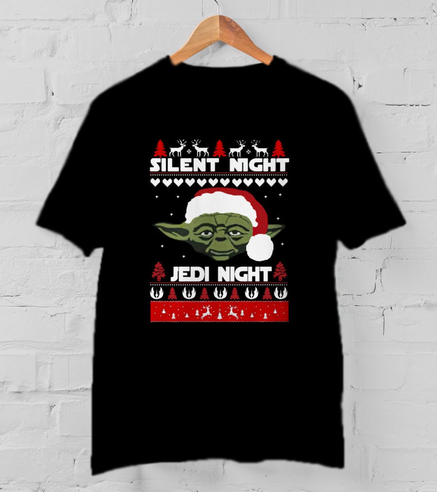 Silent Night Jedi Night Yoda Christmas Star Wars Sweater Holiday Reindeer T-Shirt