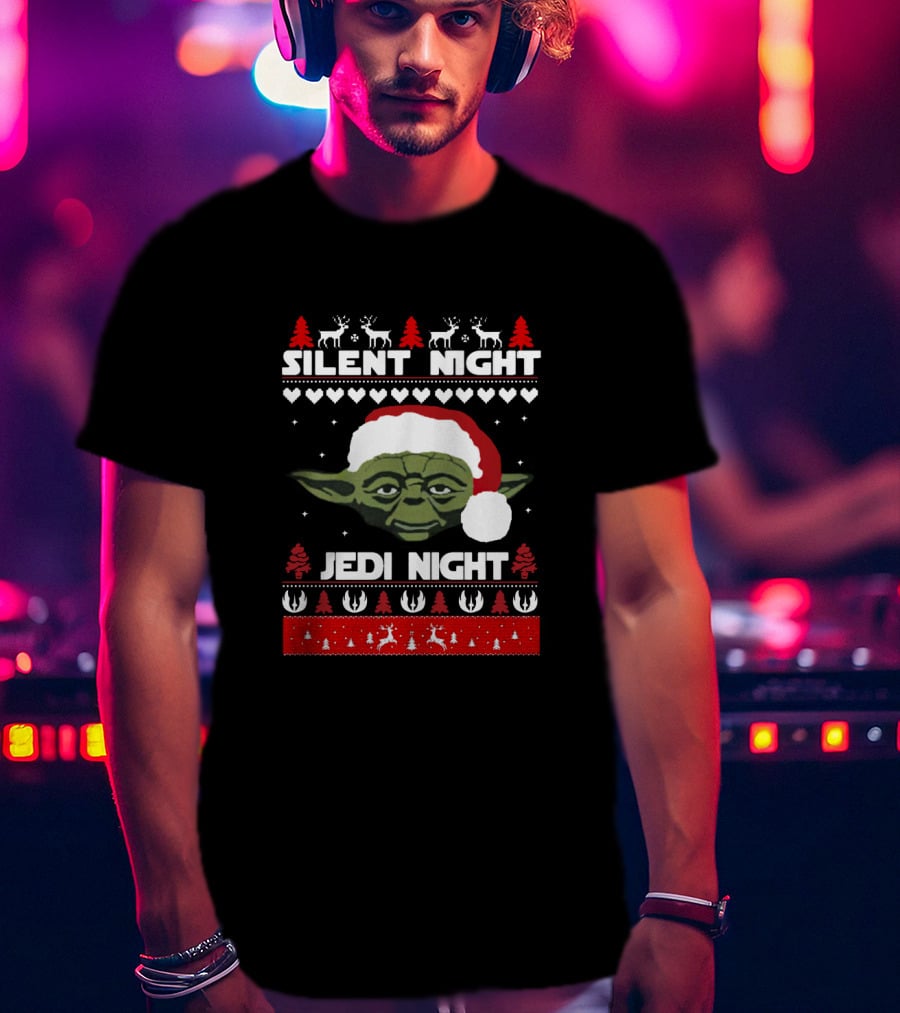 Silent Night Jedi Night Yoda Christmas Star Wars Sweater Holiday Reindeer T-Shirt