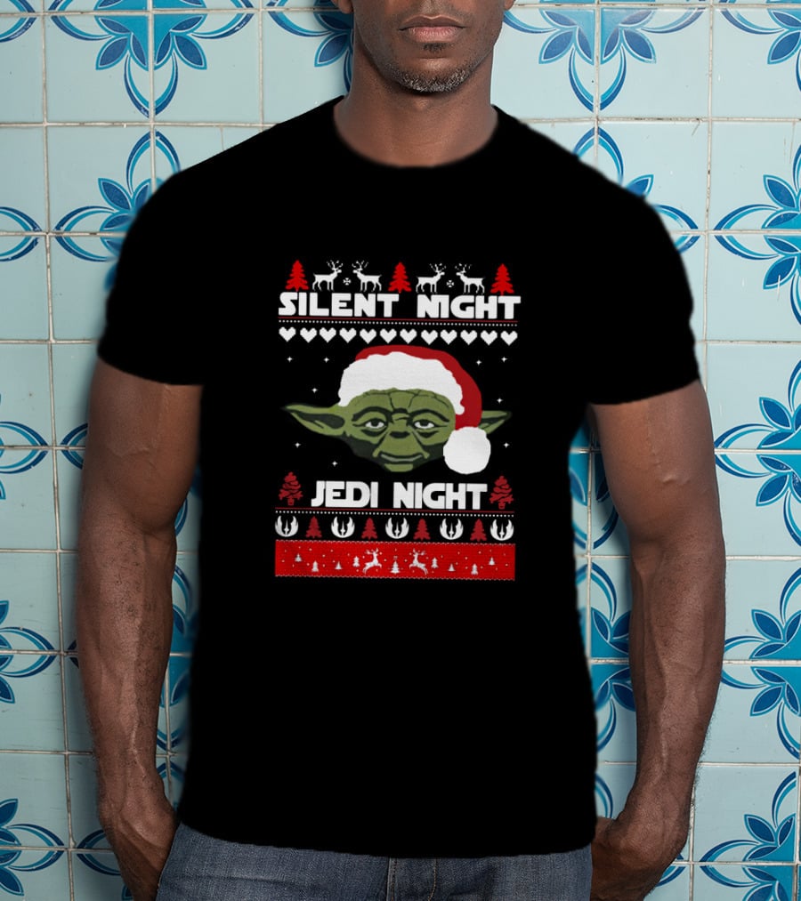 Silent Night Jedi Night Yoda Christmas Star Wars Sweater Holiday Reindeer T-Shirt