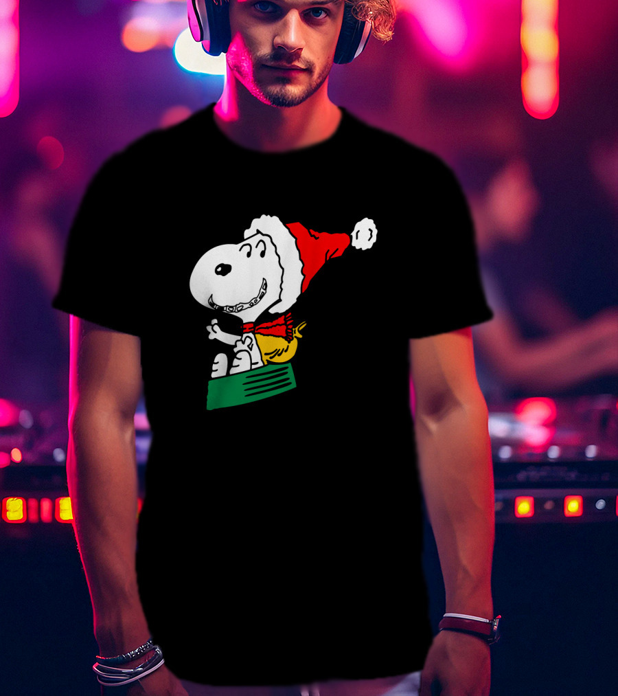Snoopy Santa Sleigh Holiday Fun T-Shirt