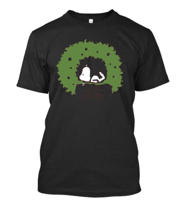 Snoopy Holiday Wreath Festive Peanuts Christmas T-Shirt