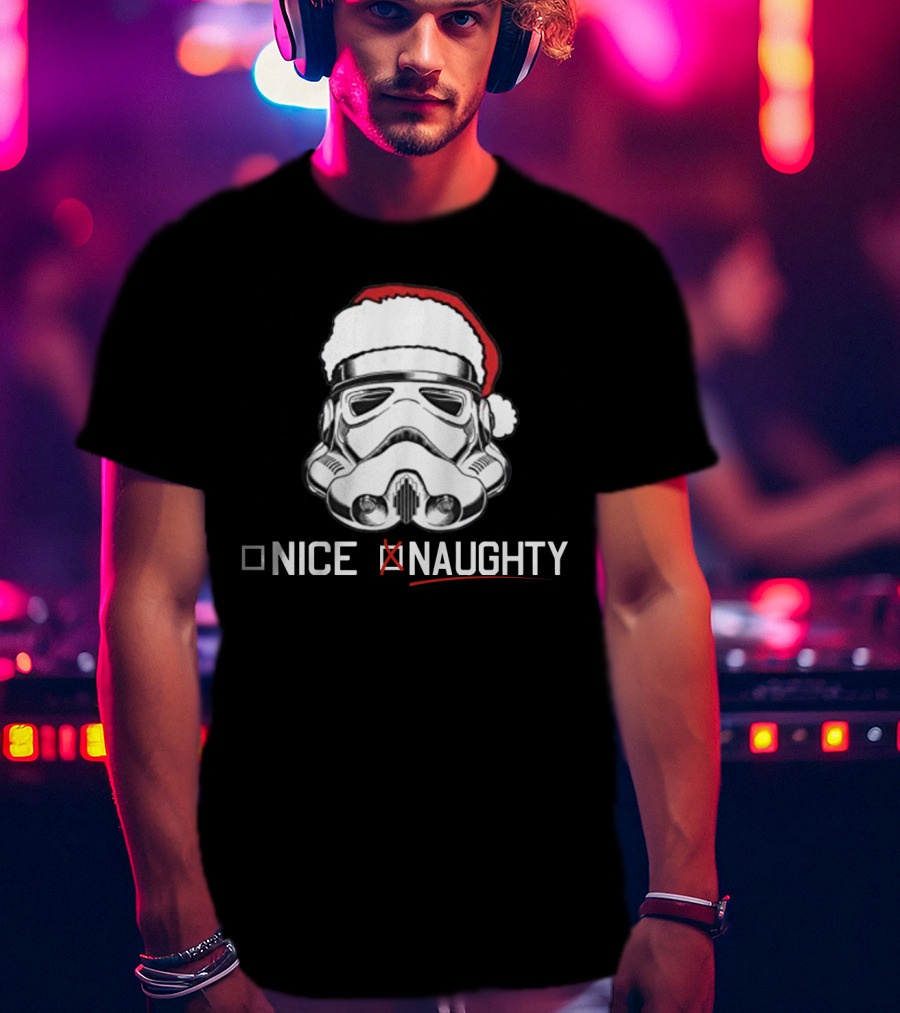 Star Wars Stormtrooper Santa Hat Naughty List Christmas Holiday Humor T-Shirt