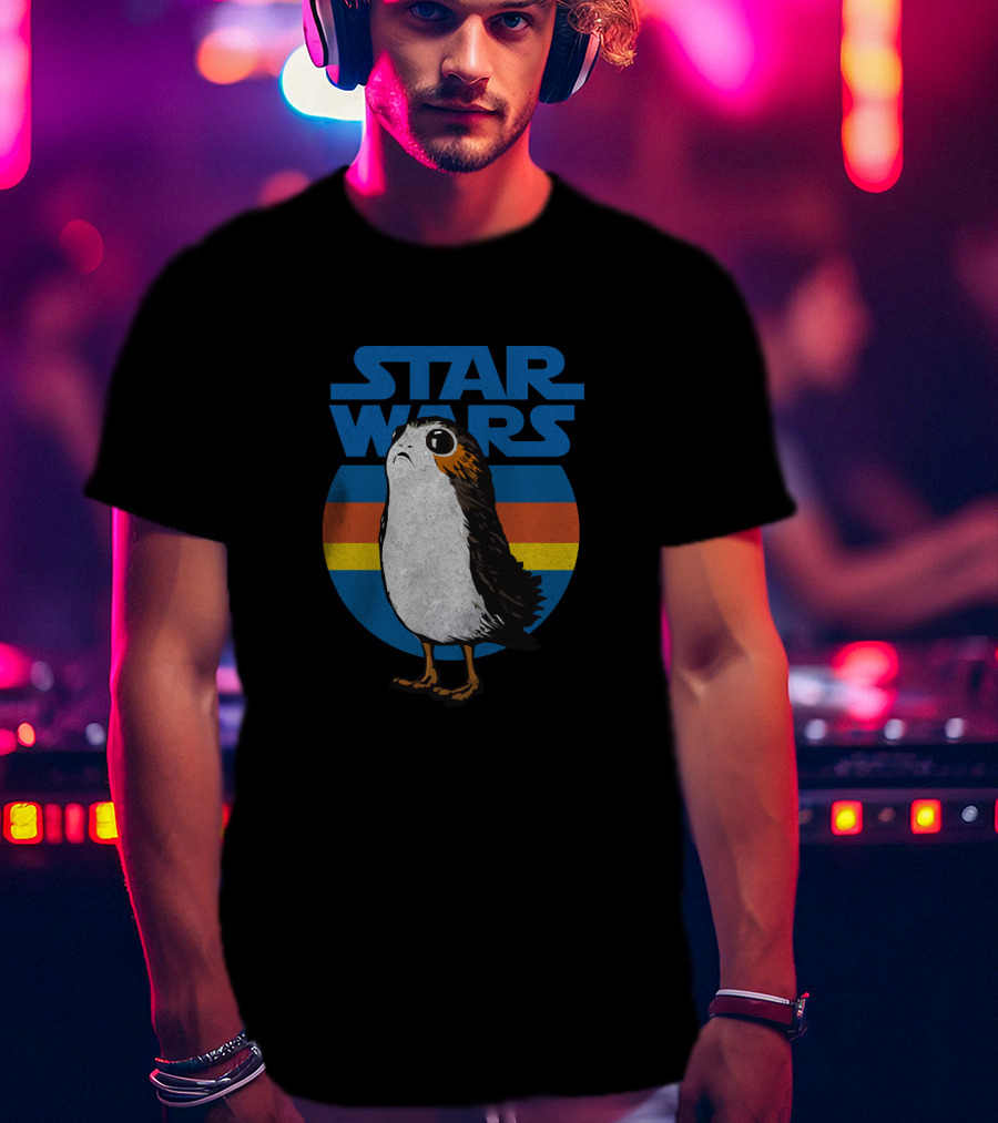 Star Wars The Last Jedi Porg Retro Stripe T-Shirt