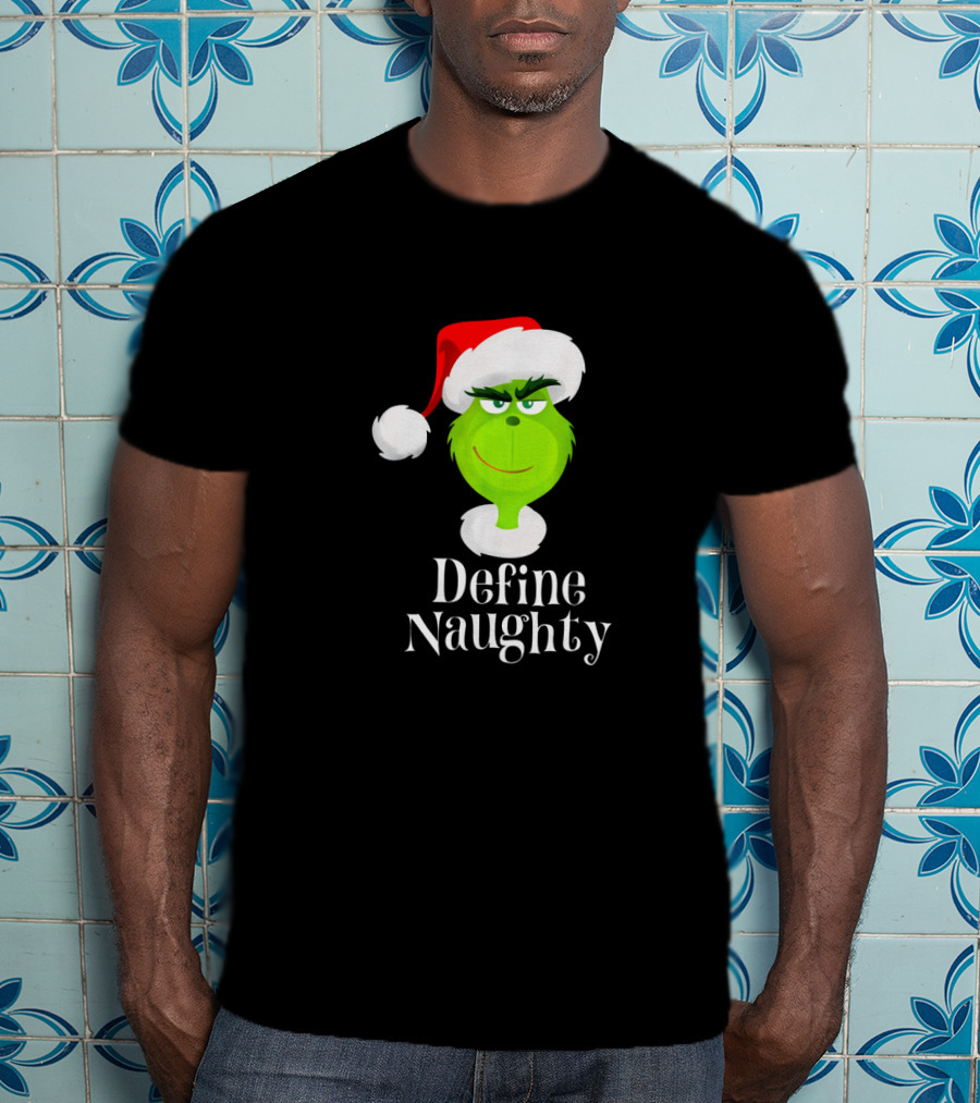 The Grinch Define Naughty Santa Hat Smirk Christmas T-Shirt