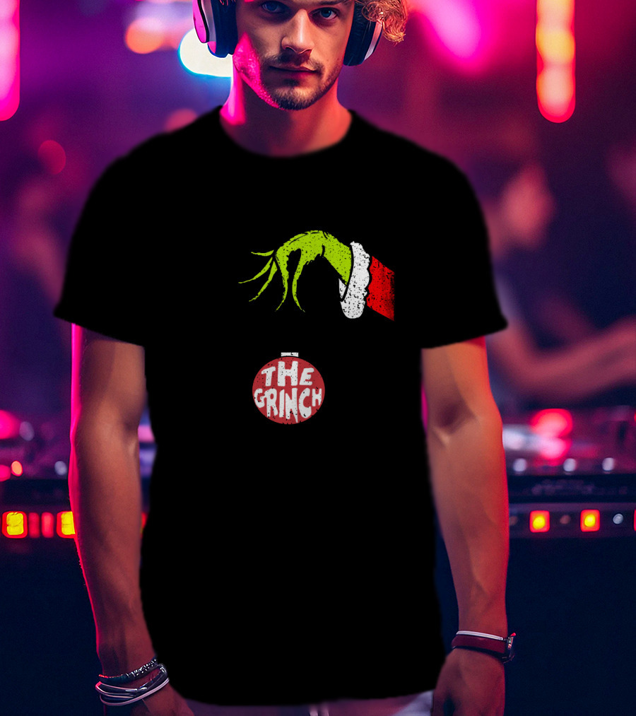 The Grinch Green Hand Holding Red T-Shirt