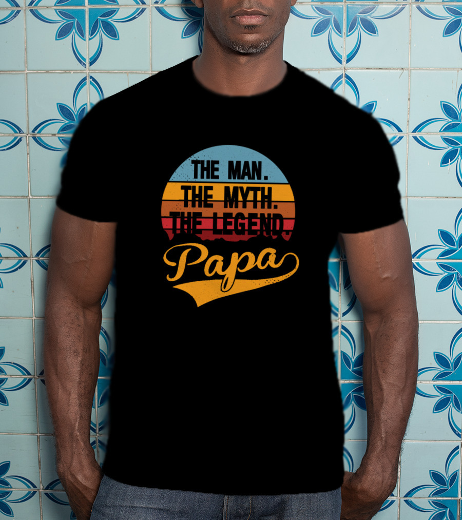 The Man The Myth The Legend Papa Retro Sunset T-Shirt