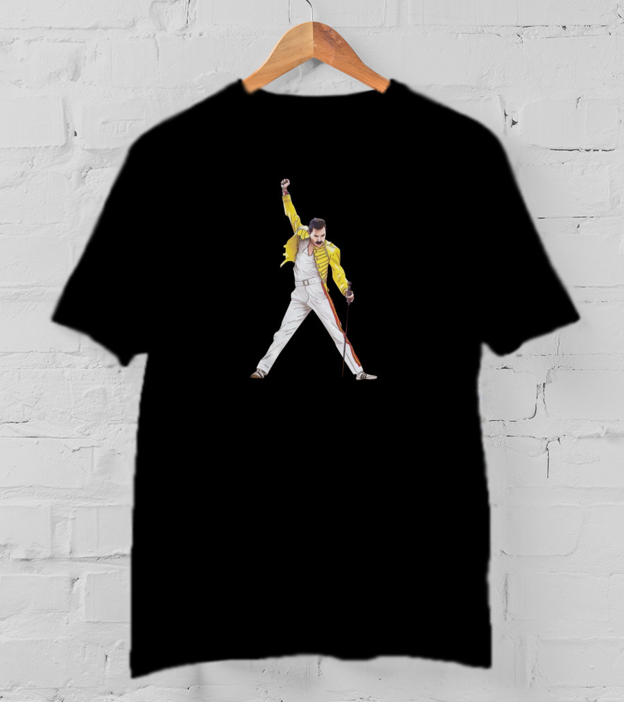 The Show Must Go On Bohemian Rhapsody Iconic Yellow Jacket Pose T-Shirt