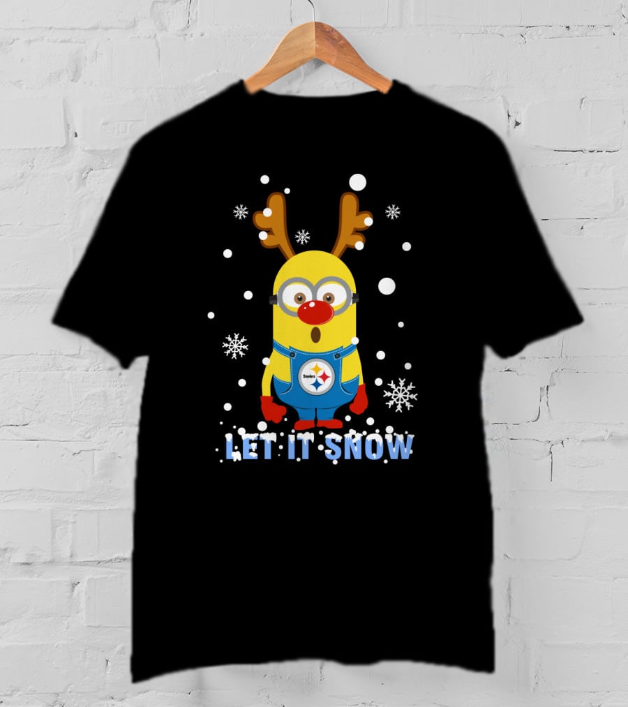 Let It Snow Pittsburgh Steelers Minion Reindeer Christmas T-Shirt