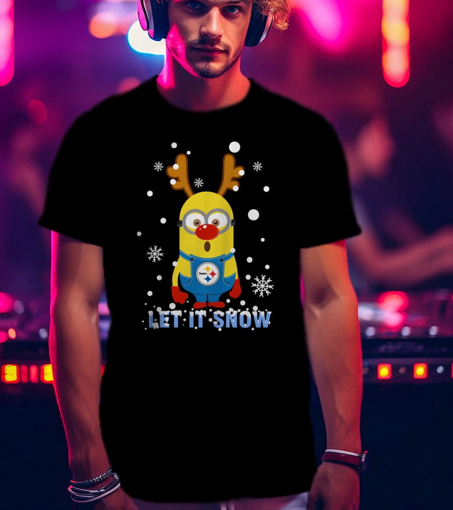 Let It Snow Pittsburgh Steelers Minion Reindeer Christmas T-Shirt