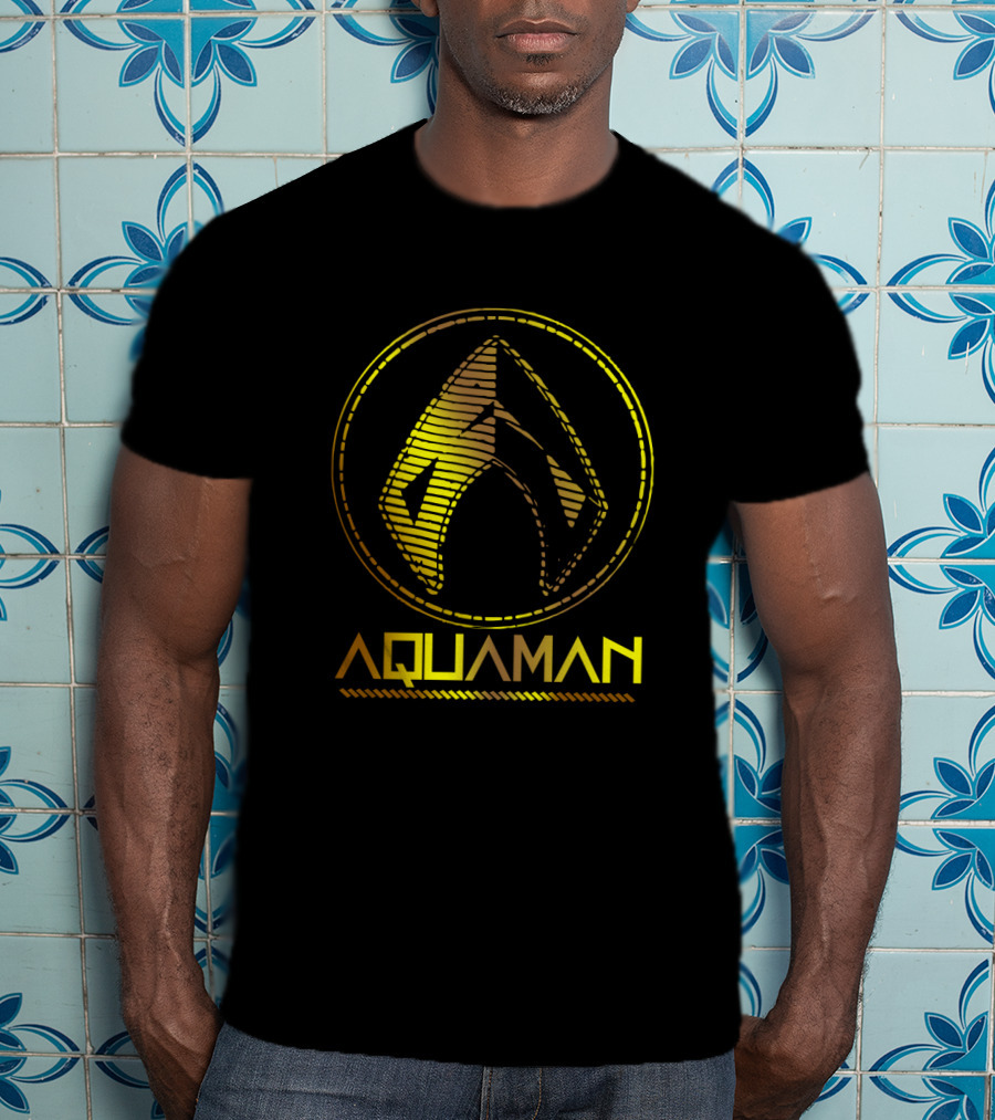 Aquaman Movie Gold Trident Emblem Iconic Symbol T-Shirt