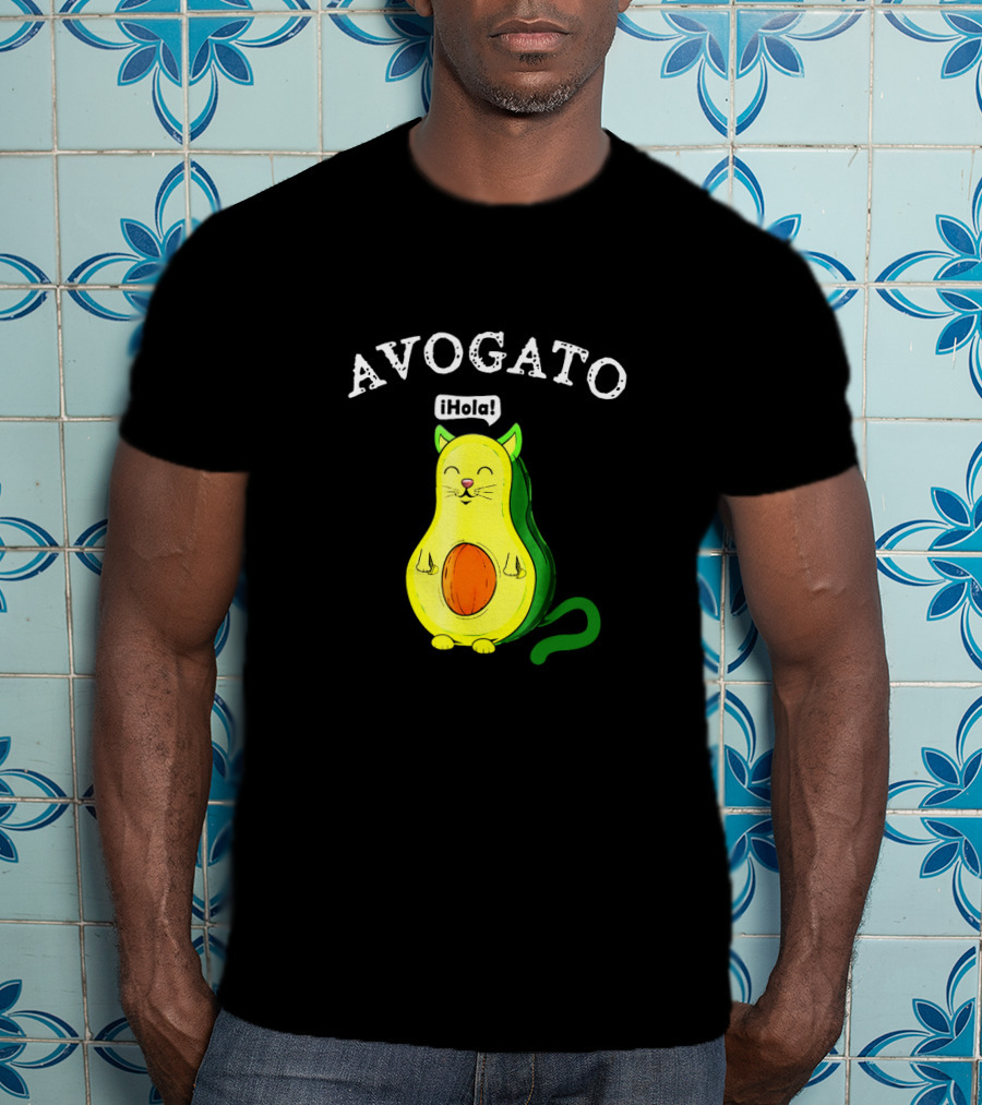 Avogato Hola Avocado Cat Face T-Shirt