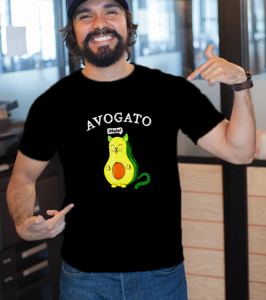 Avogato Hola Avocado Cat Face T-Shirt