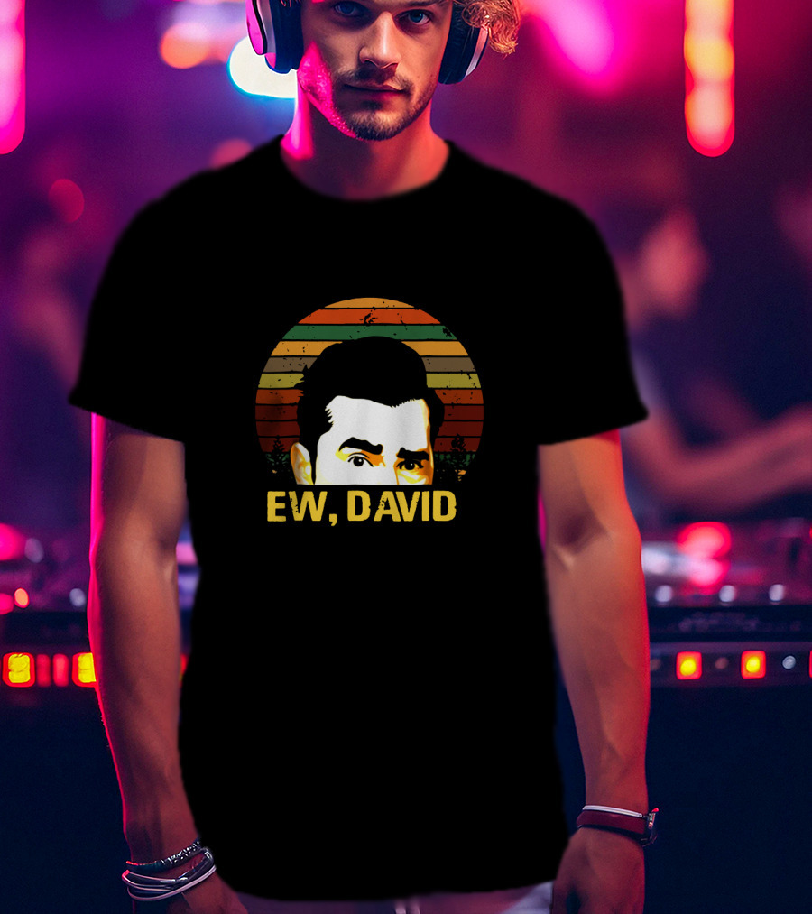 Retro Ew David Rose Multicolor Stripes Portrait T-Shirt