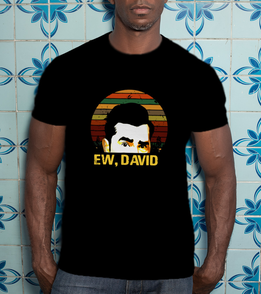 Retro Ew David Rose Multicolor Stripes Portrait T-Shirt