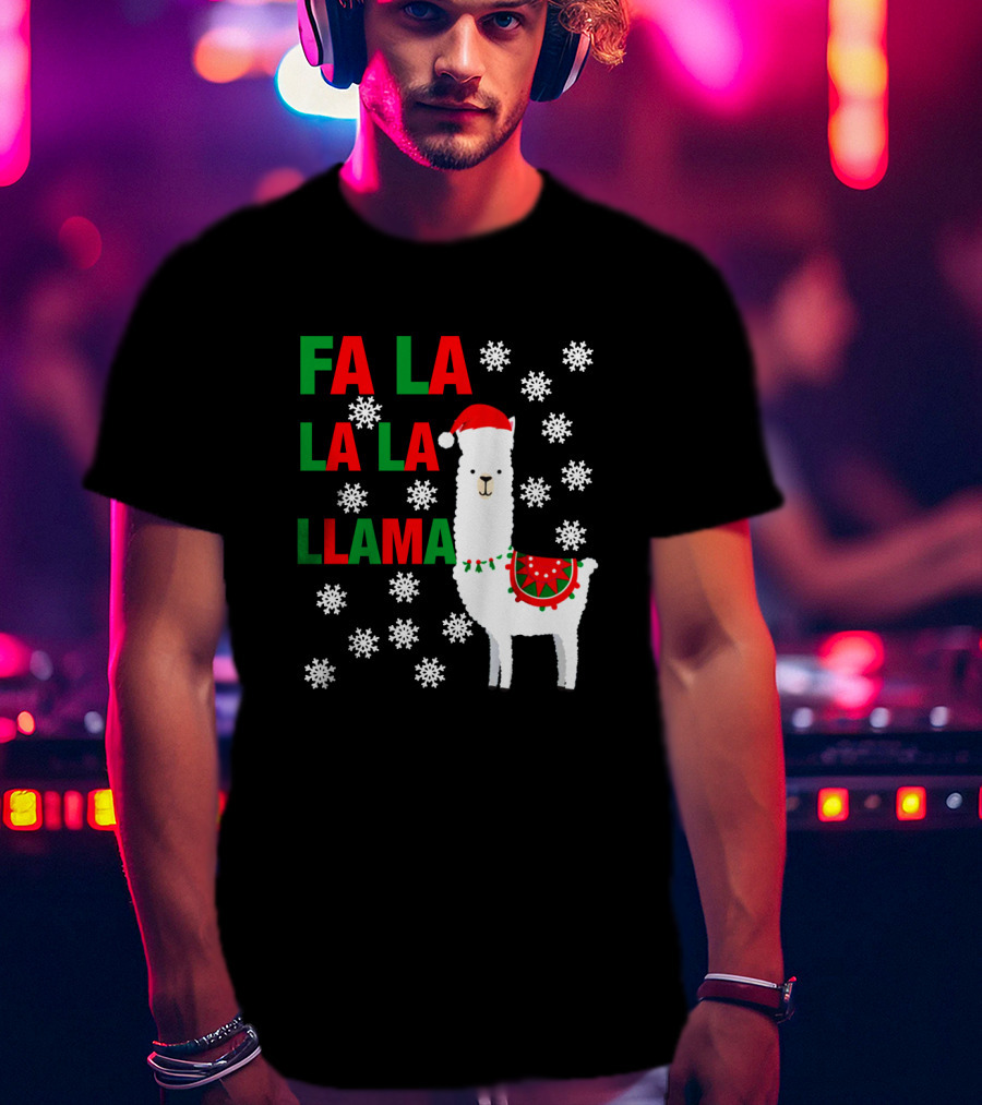 Fa La La La Llama Christmas Snowflake Holiday T-Shirt