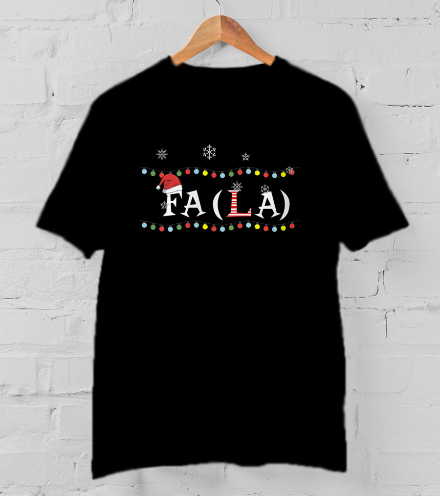 Fa La Christmas Lights Santa Hat Snowflakes Holiday Cheer T-Shirt