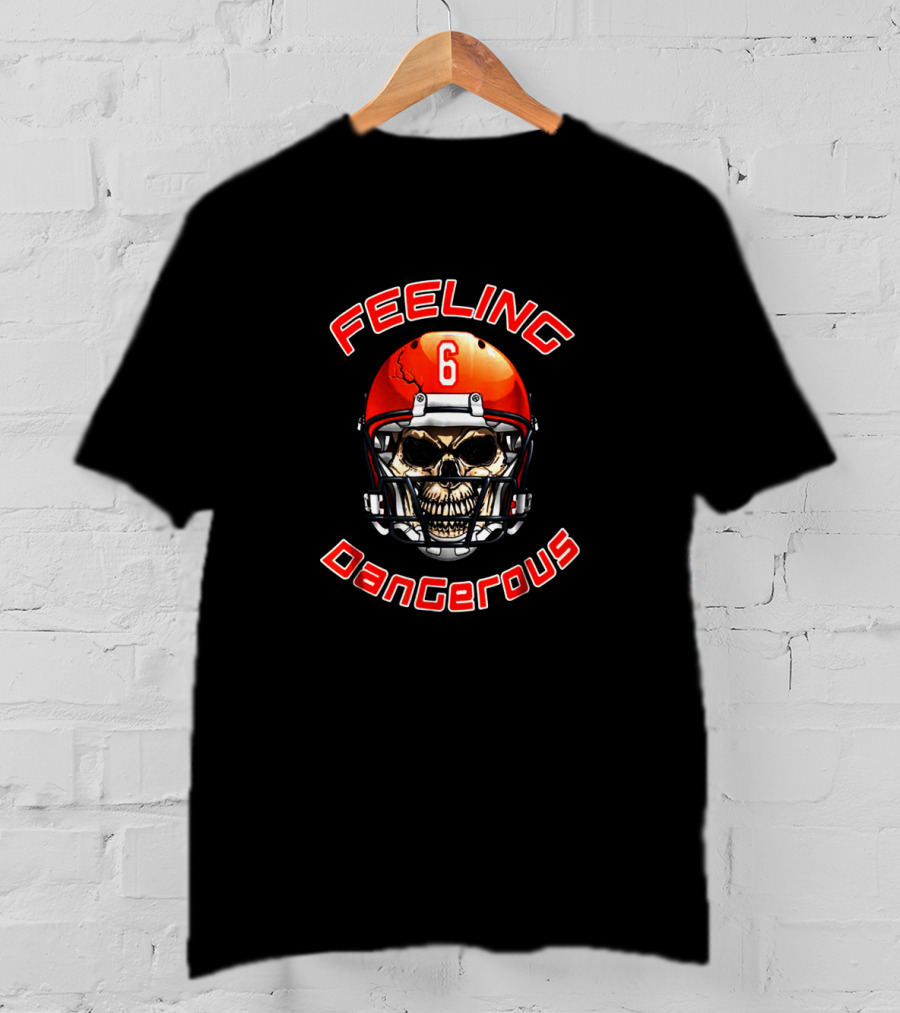 Feeling Dangerous Football Skull Helmet T-Shirt