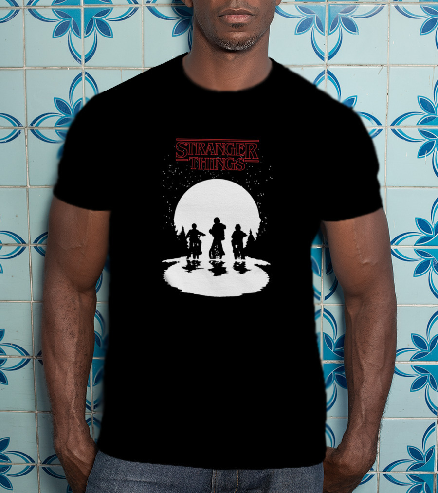 Stranger Things Moonlight Bike Adventure Silhouette T-Shirt