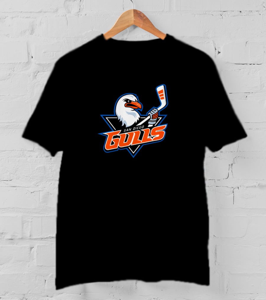 San Diego Gulls Hockey Team Gulls Text And Hockey Stick T-Shirt