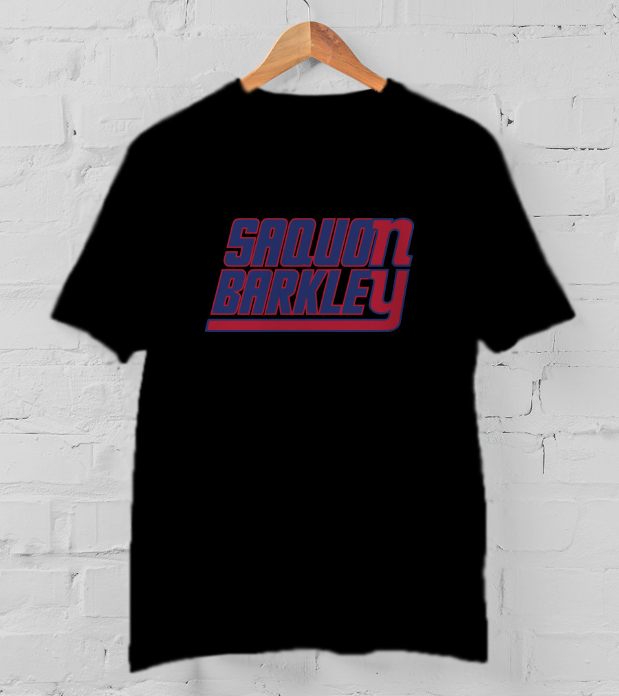Saquon Barkley Blue And Red Block Lettering T-Shirt