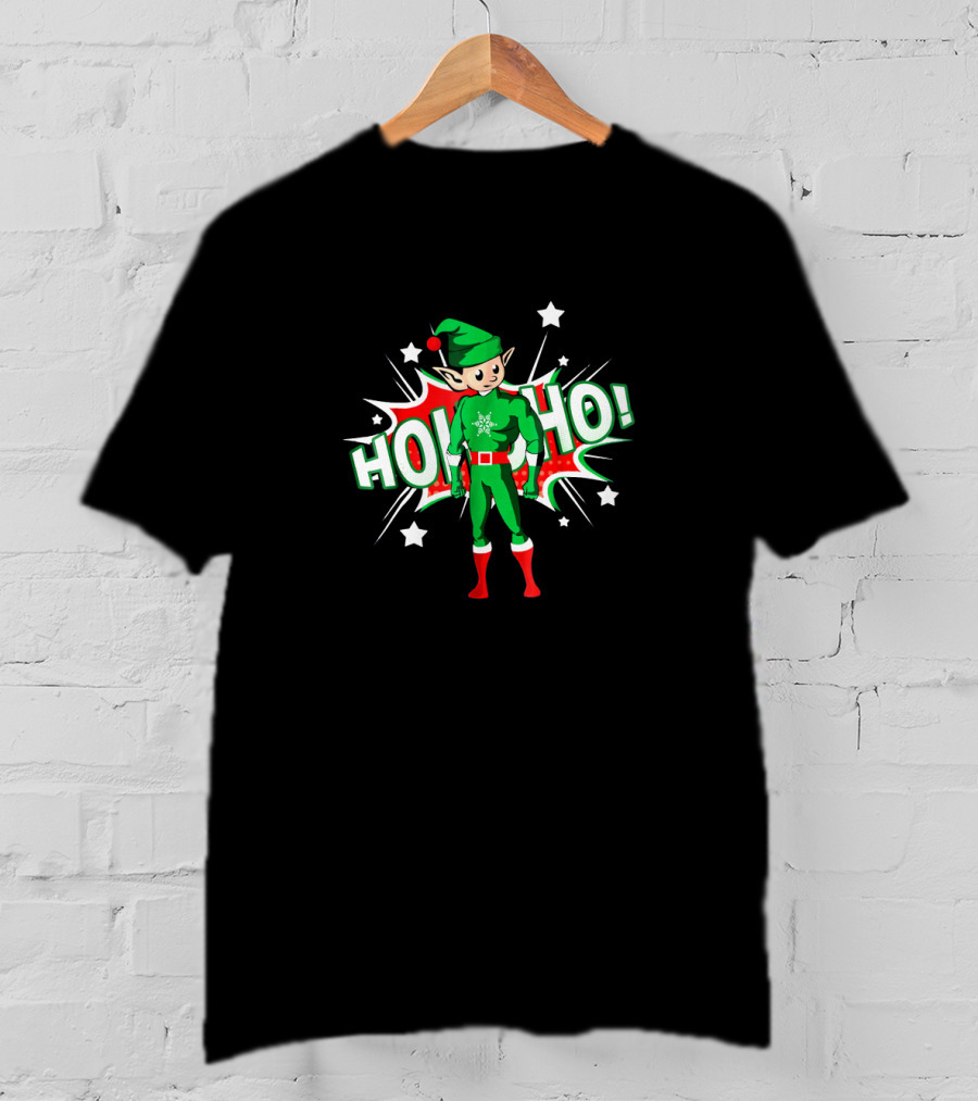 Ho Ho Superhero Elf Holiday Festive Costume Explosion T-Shirt