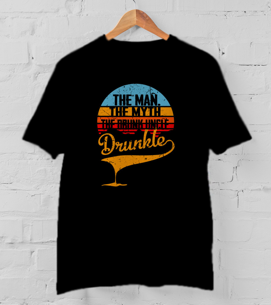 The Man The Myth The Drunk Uncle Drunkle Retro Sunset T-Shirt