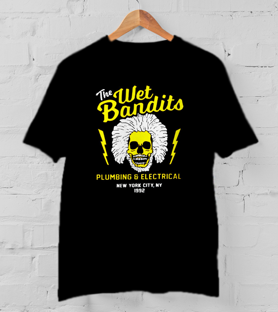 The Wet Bandits Plumbing And Electrical New York City Ny 1992 Skull With Lightning Bolts T-Shirt