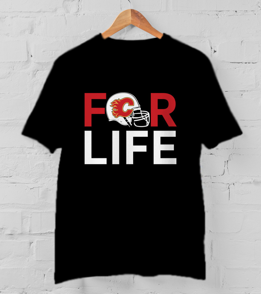 Calgary Flames Football Helmet For Life T-Shirt