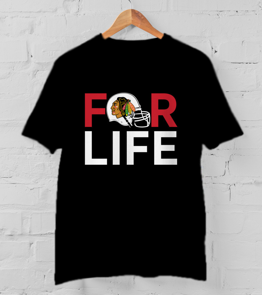 Chicago Blackhawks For Life Helmet Logo T-Shirt