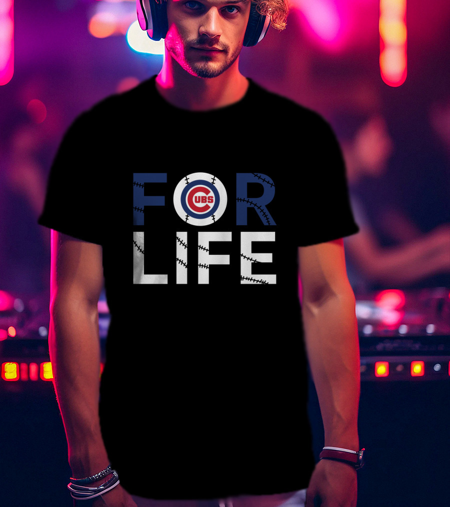 Cubs Baseball Stitching Logo Chicago Cubs For Life T-Shirt