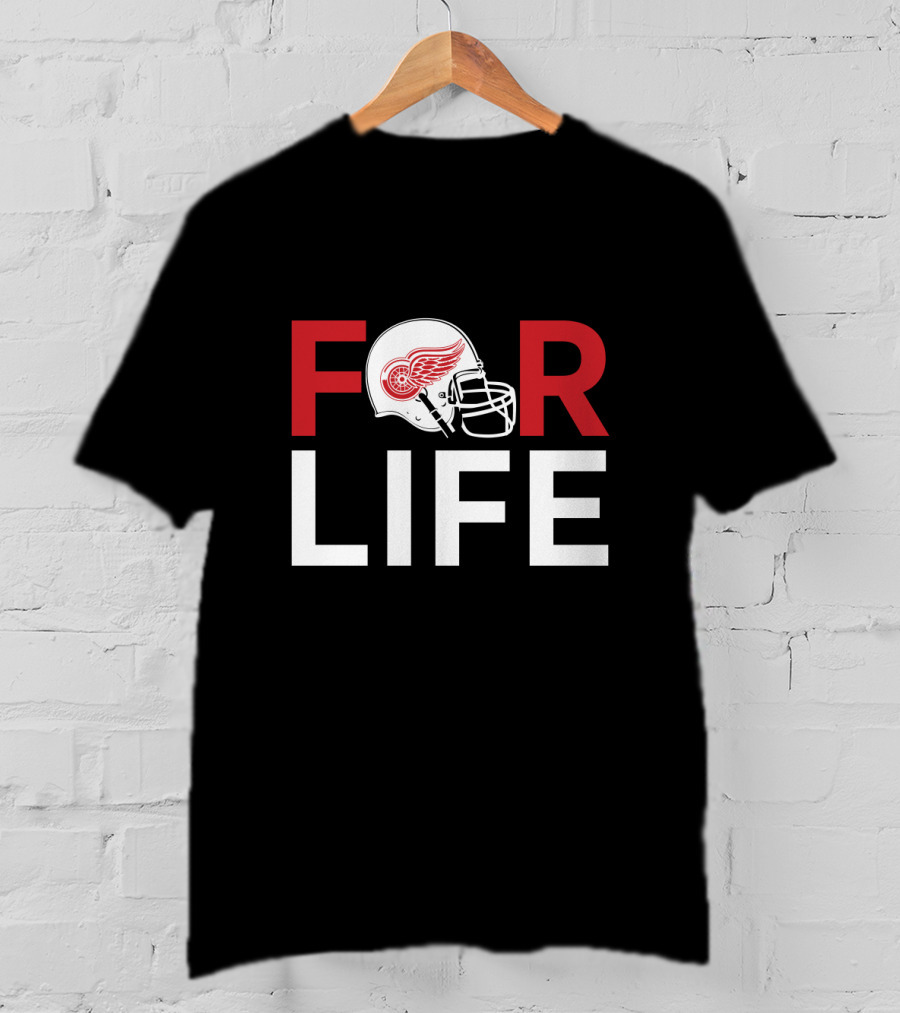 Detroit Red Wings Helmet Graphic For Life T-Shirt
