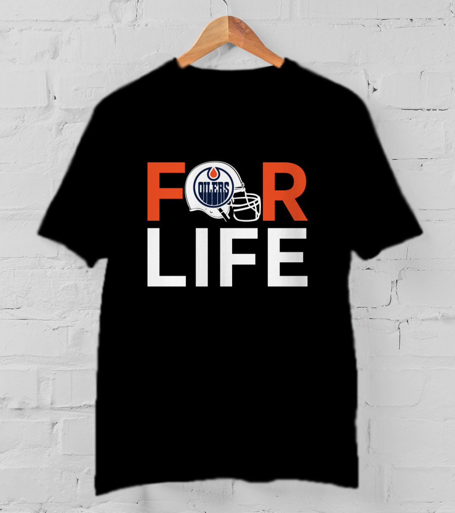 Edmonton Oilers For Life Football Helmet Logo T-Shirt