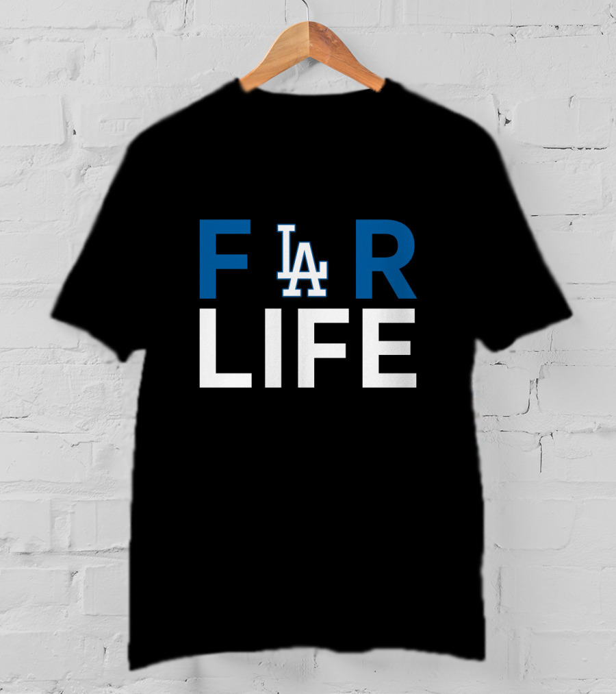 LA Dodgers For Life Fan Tribute Text T-Shirt