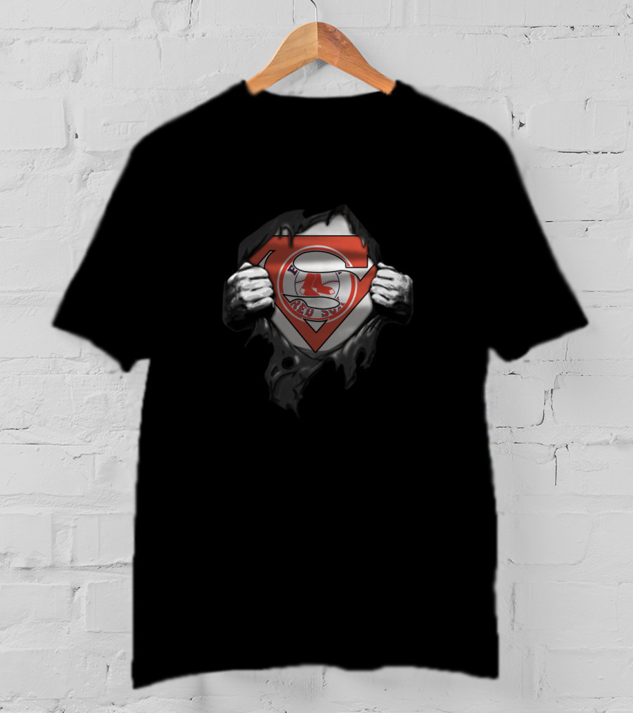Superman Logo With Boston Red Sox Symbol Fusion For Fans T-Shirt