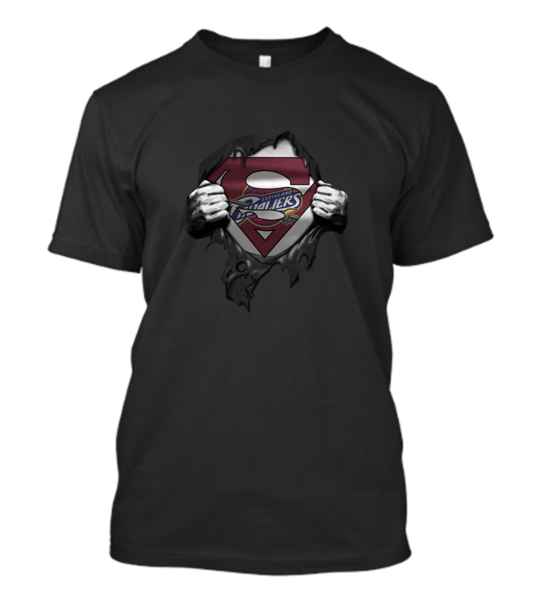 Cleveland Cavaliers Superman Logo Chest Reveal Fan Crossover T-Shirt